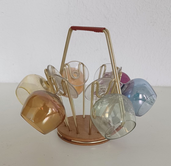 Image 1 of Set di bicchieri da liquore colorati anni '50 