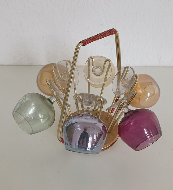 Image 1 of Set di bicchieri da liquore colorati anni '50 