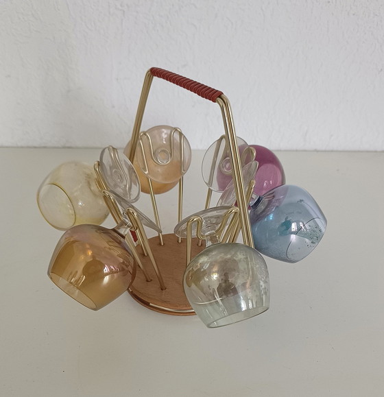 Image 1 of Set di bicchieri da liquore colorati anni '50 