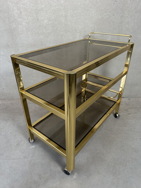 Image 1 of Vintage 80's bar trolley - Hollywood Regency