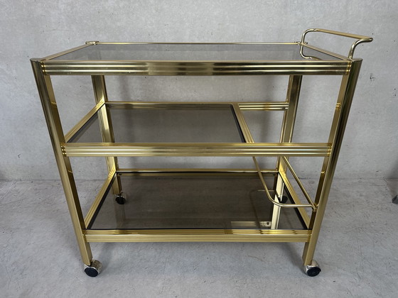 Image 1 of Vintage 80's bar trolley - Hollywood Regency