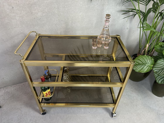 Image 1 of Vintage 80's bar trolley - Hollywood Regency