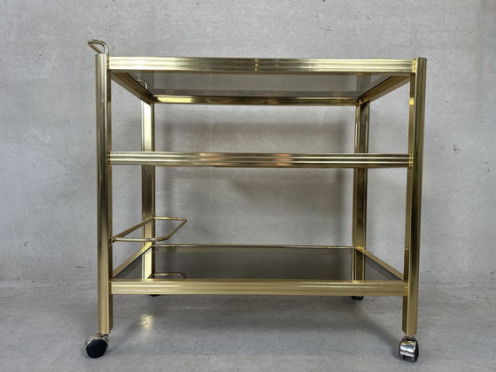 Image 1 of Vintage 80's bar trolley - Hollywood Regency