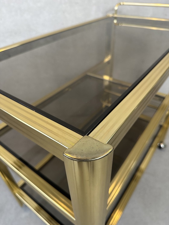 Image 1 of Chariot de bar vintage des années 80 - Hollywood Regency