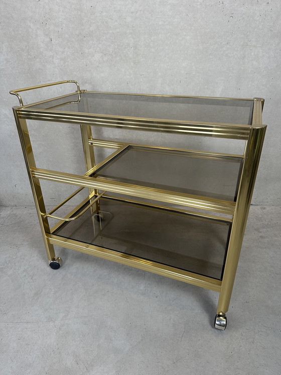 Image 1 of Vintage 80's bar trolley - Hollywood Regency