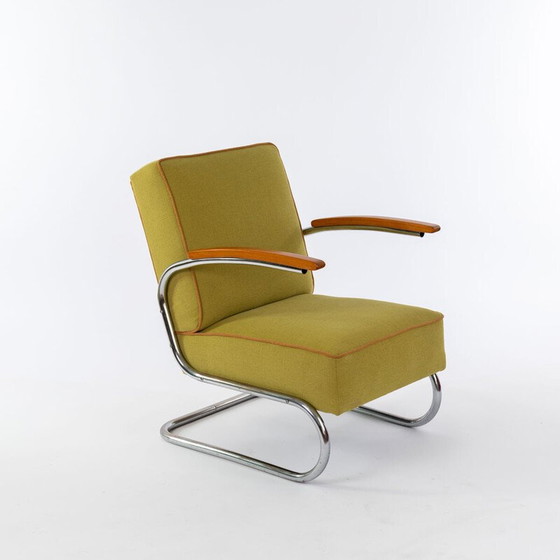 Image 1 of Pair of vintage Bauhaus cantilever armchairs in chromed steel, 1930