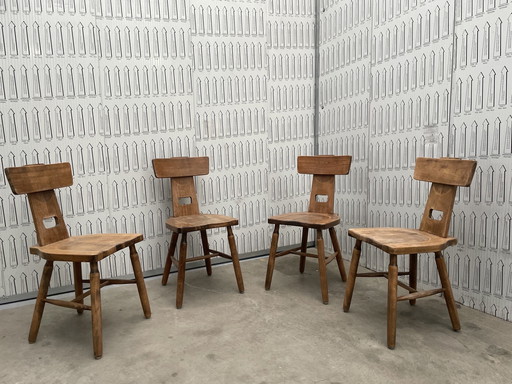 4X Vintage Brutalist Design Chairs