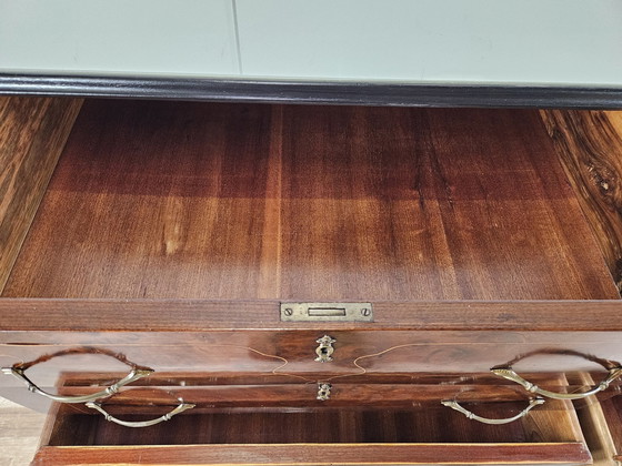 Image 1 of 1960S Chest Of Drawers In Mahogany And Lacquered Mahogany With Blue Glass