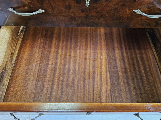 Image 1 of 1960S Chest Of Drawers In Mahogany And Lacquered Mahogany With Blue Glass