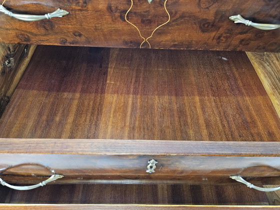 Image 1 of 1960S Chest Of Drawers In Mahogany And Lacquered Mahogany With Blue Glass