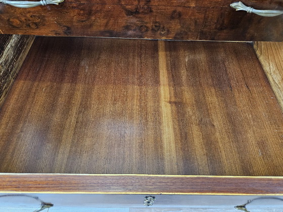 Image 1 of 1960S Chest Of Drawers In Mahogany And Lacquered Mahogany With Blue Glass