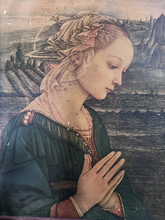 Image 1 of Vintage Print by Paolo Toschi of Madonna Vergine Delle Rocce Originally Painted by Fra Filippo Lippi