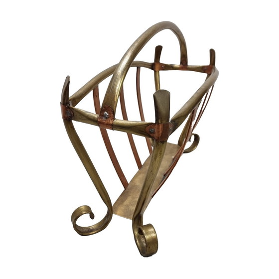 Image 1 of French Brass And Copper Design Reading Rack Circa 1900