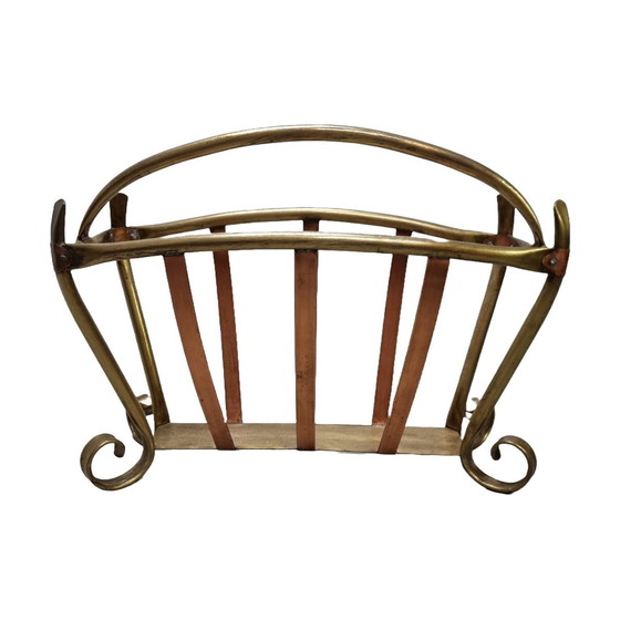 Image 1 of French Brass And Copper Design Reading Rack Circa 1900