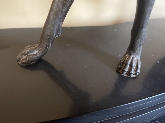 Image 1 of Statue Greyhound Dog Art Deco 1920 On Marble Pedestal