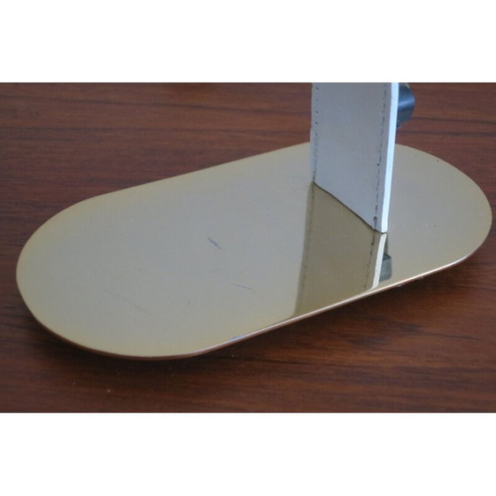 Image 1 of Vintage cobra desk lamp in leather and gilded brass, Italy