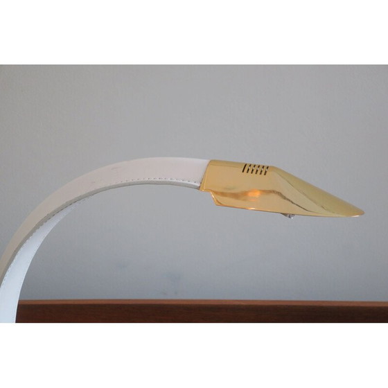 Image 1 of Vintage cobra desk lamp in leather and gilded brass, Italy