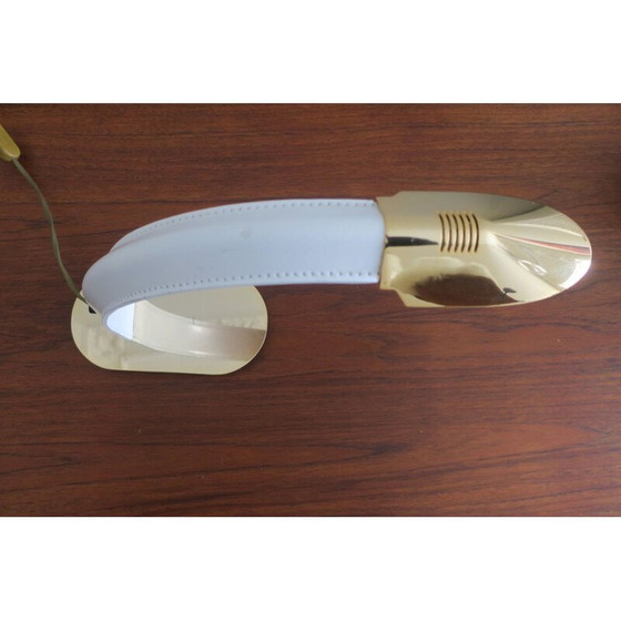 Image 1 of Vintage cobra desk lamp in leather and gilded brass, Italy