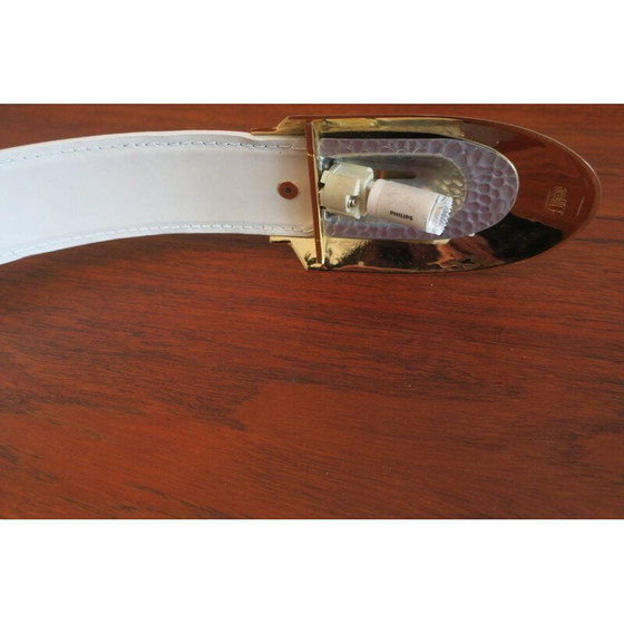 Image 1 of Vintage cobra desk lamp in leather and gilded brass, Italy