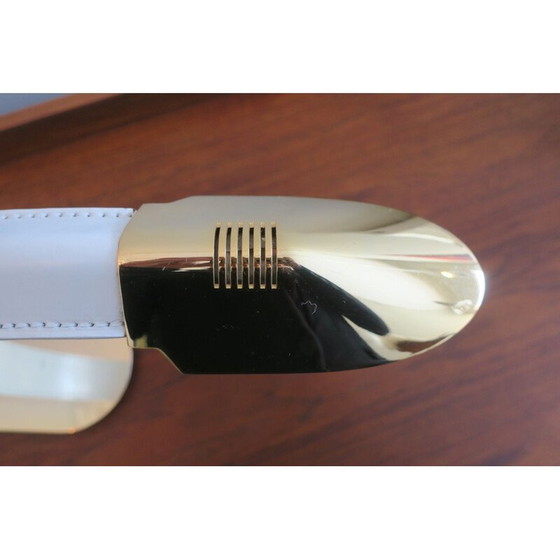 Image 1 of Vintage cobra desk lamp in leather and gilded brass, Italy