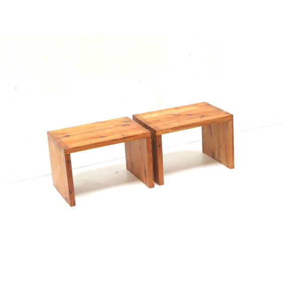 Image 1 of Unique Set Of 2 Vintage Tables / Nightstands By Ate Van Apeldoorn For Woodwork Hattem