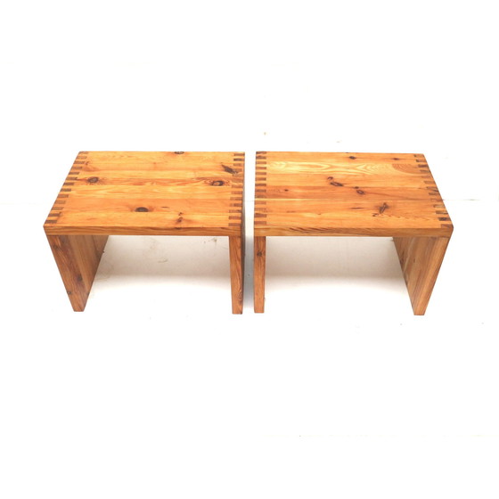 Image 1 of Unique Set Of 2 Vintage Tables / Nightstands By Ate Van Apeldoorn For Woodwork Hattem