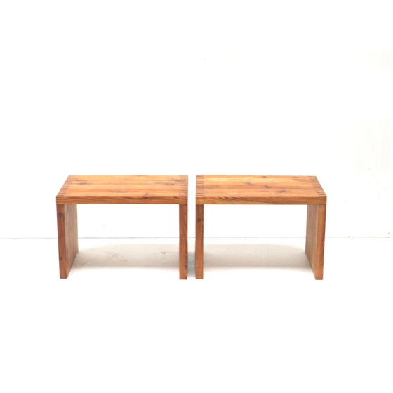 Image 1 of Unique Set Of 2 Vintage Tables / Nightstands By Ate Van Apeldoorn For Woodwork Hattem