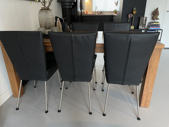 Image 1 of Black Leather Dining Chairs Vandenberg Orea