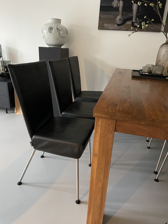 Image 1 of Black Leather Dining Chairs Vandenberg Orea