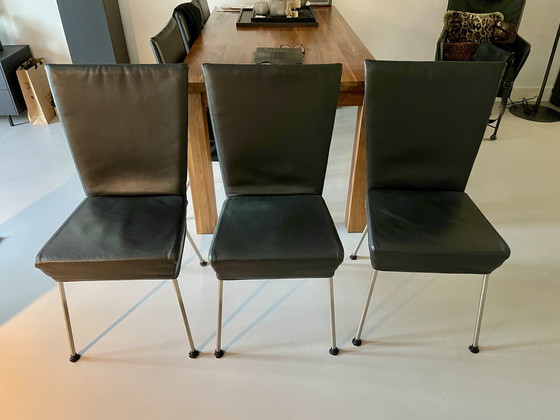 Image 1 of Black Leather Dining Chairs Vandenberg Orea