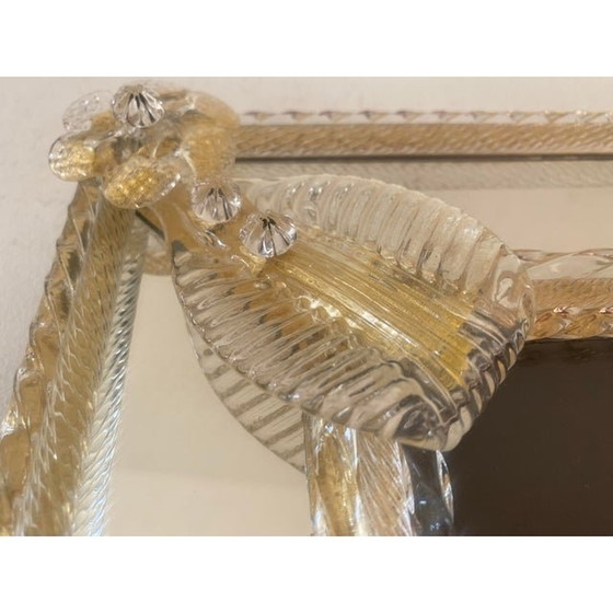 Image 1 of Contemporary Venetian Rectangular Photo Frame In Transparent And Gold Murano Glass