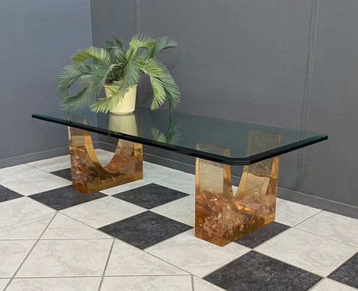 Glass coffee table in the style of marie-claude de fouguieres 1970s