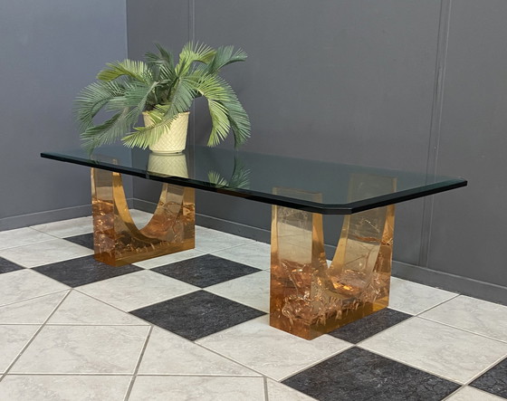 Image 1 of Glass coffee table in the style of marie-claude de fouguieres 1970s