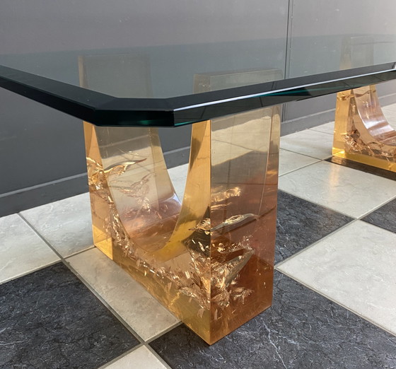 Image 1 of Glass coffee table in the style of marie-claude de fouguieres 1970s