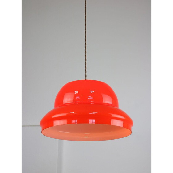 Image 1 of Lampada a sospensione vintage in ottone rosso, Italia