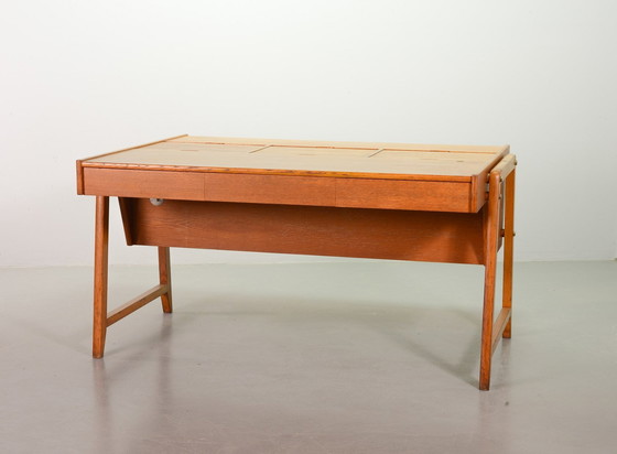 Image 1 of Clausen And Maerus Oak Wooden Design President Writing Desk For Eden, The Netherlands, 1960S. 