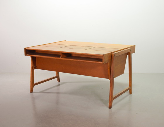 Image 1 of Clausen And Maerus Oak Wooden Design President Writing Desk For Eden, The Netherlands, 1960S. 