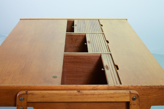 Image 1 of Clausen And Maerus Oak Wooden Design President Writing Desk For Eden, The Netherlands, 1960S. 