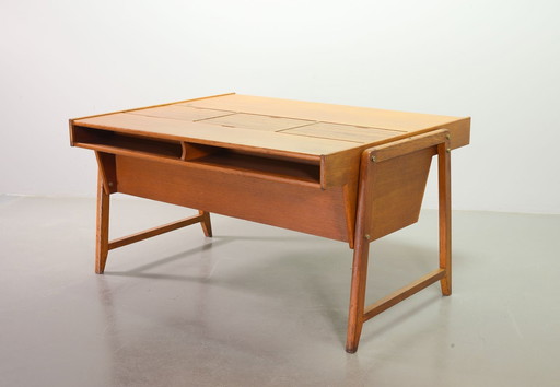 Clausen And Maerus Oak Wooden Design President Writing Desk For Eden, The Netherlands, 1960S. 