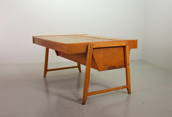 Image 1 of Clausen And Maerus Oak Wooden Design President Writing Desk For Eden, The Netherlands, 1960S. 