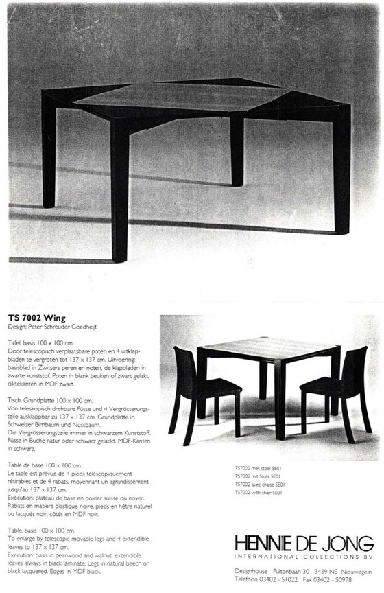 Image 1 of Hennie de Jong TS 7002 Wing dining table