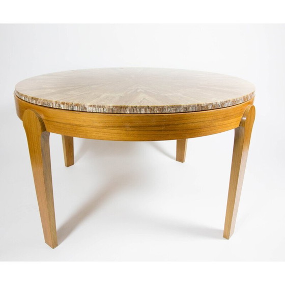 Image 1 of Vintage round coffee table with stone top