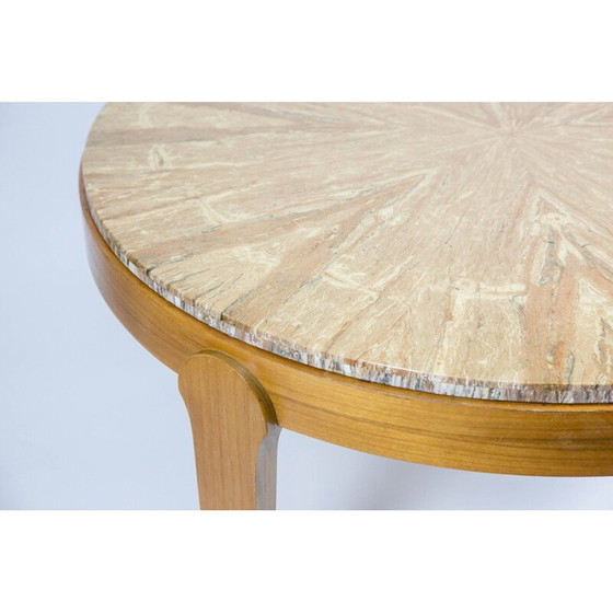 Image 1 of Vintage round coffee table with stone top