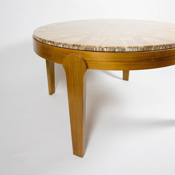 Image 1 of Vintage round coffee table with stone top
