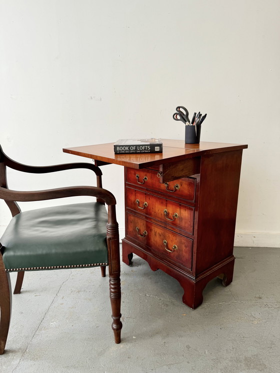 Image 1 of Small Antique Bachelors Chest Of Drawers Desk