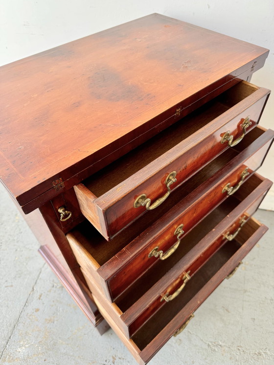 Image 1 of Small Antique Bachelors Chest Of Drawers Desk