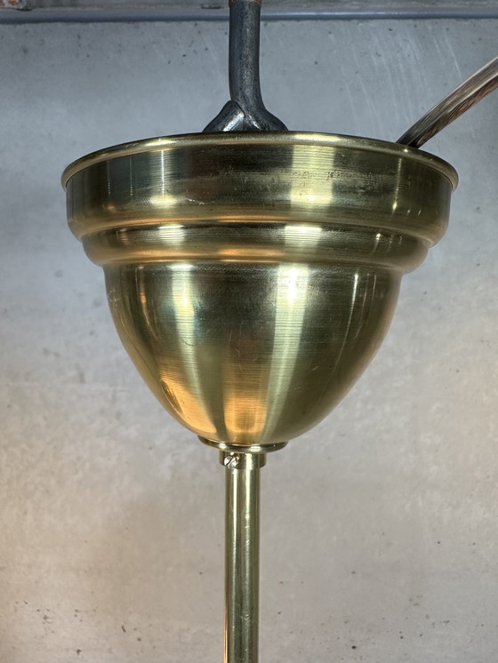 Image 1 of 11X Art Deco Xl Pendant Lamps - Opaline And Brass