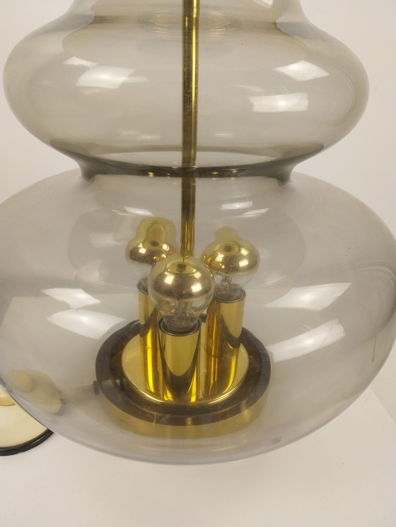 Image 1 of 1 x Doria leuchten glass and brass table lamp.  1960s 