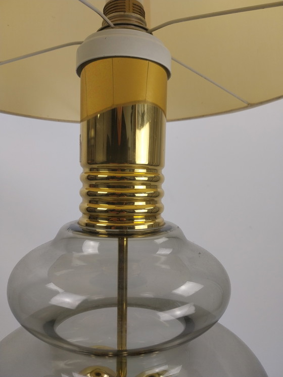 Image 1 of 1 x Doria leuchten glass and brass table lamp.  1960s 