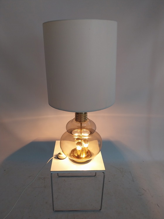 Image 1 of 1 x Doria leuchten glass and brass table lamp.  1960s 